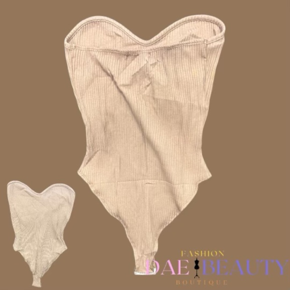 Beige Ribbed Bodysuit